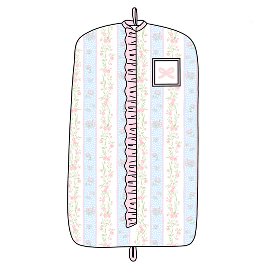 PO21: Striped Floral Garment Bag w/ Bow