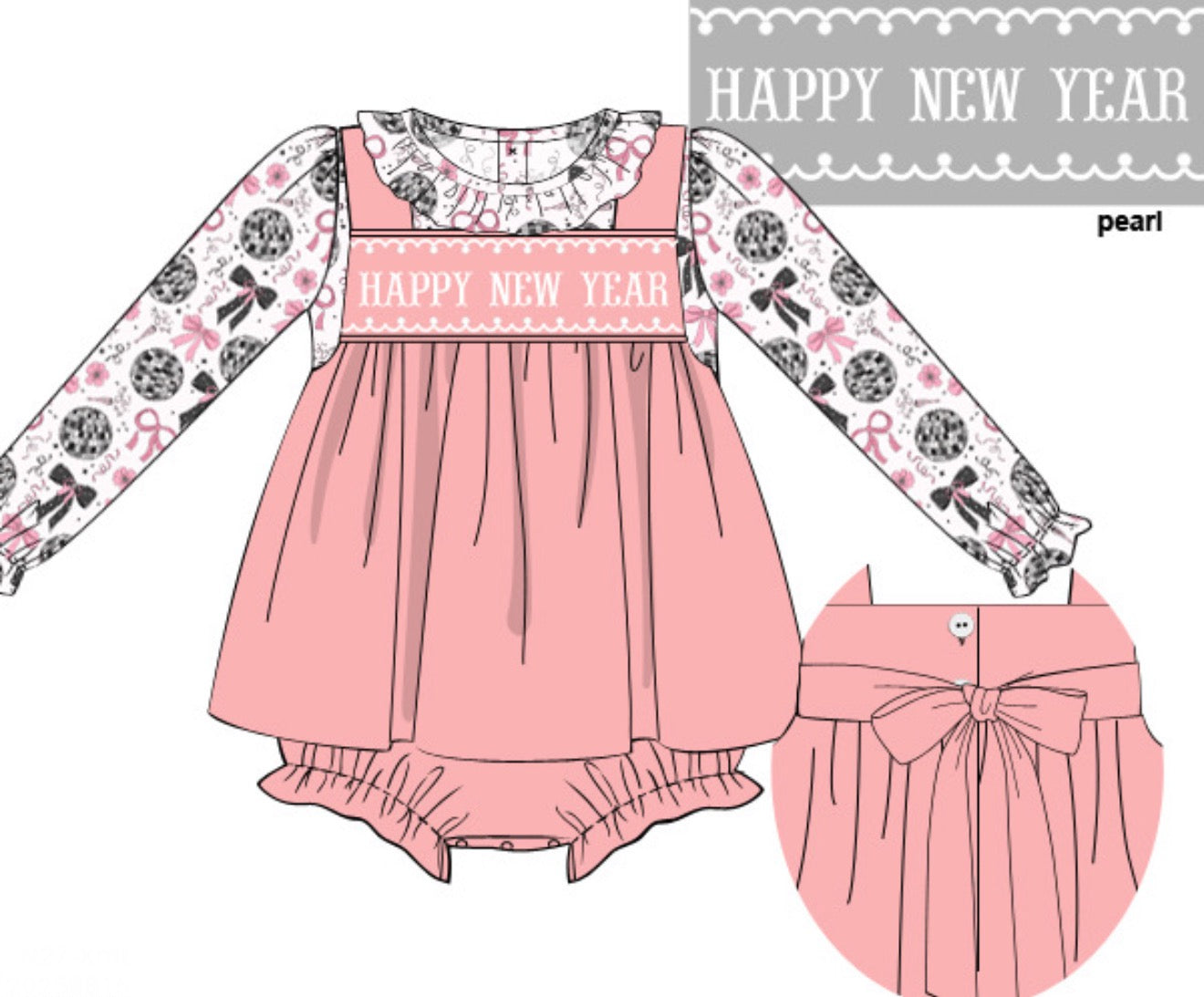 Girl's New Year's Pink Velvet SKIRTED BUBBLE