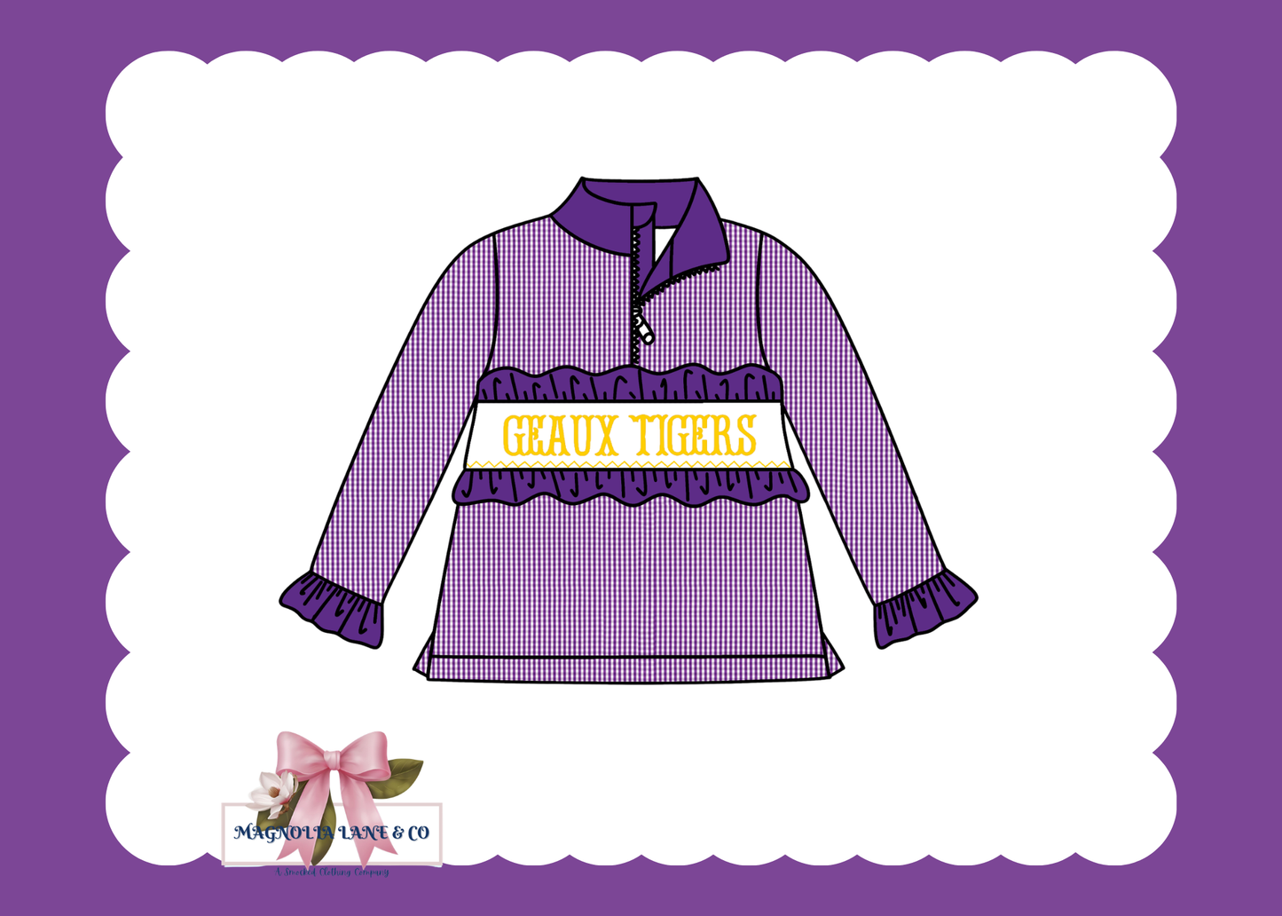 PO23: Girl's Purple & Gold Smocked Pullover