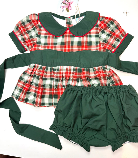 Christmas Plaid: GIRL'S BLOOMER SET