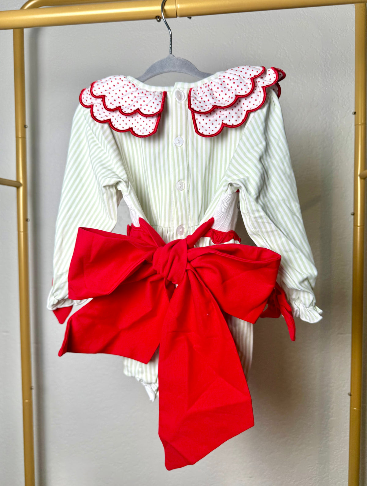 Santa Name Smocks (White Santa): Girl’s Bubble - "SANTA BABY"