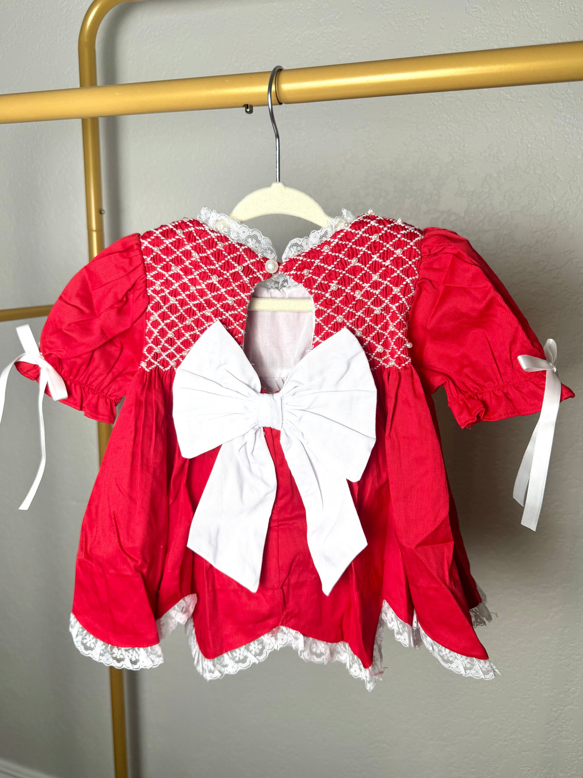 Red Christmas Heirloom: Girl's Bloomer Set/Dress