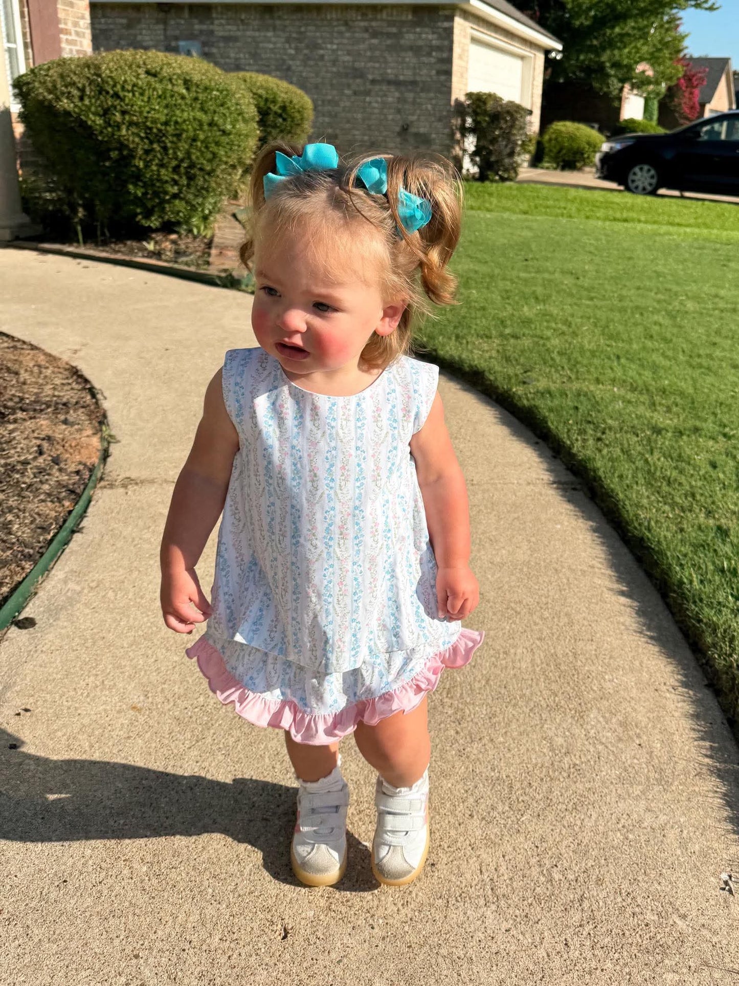 Girl’s Floral & Stripes Bloomer Set