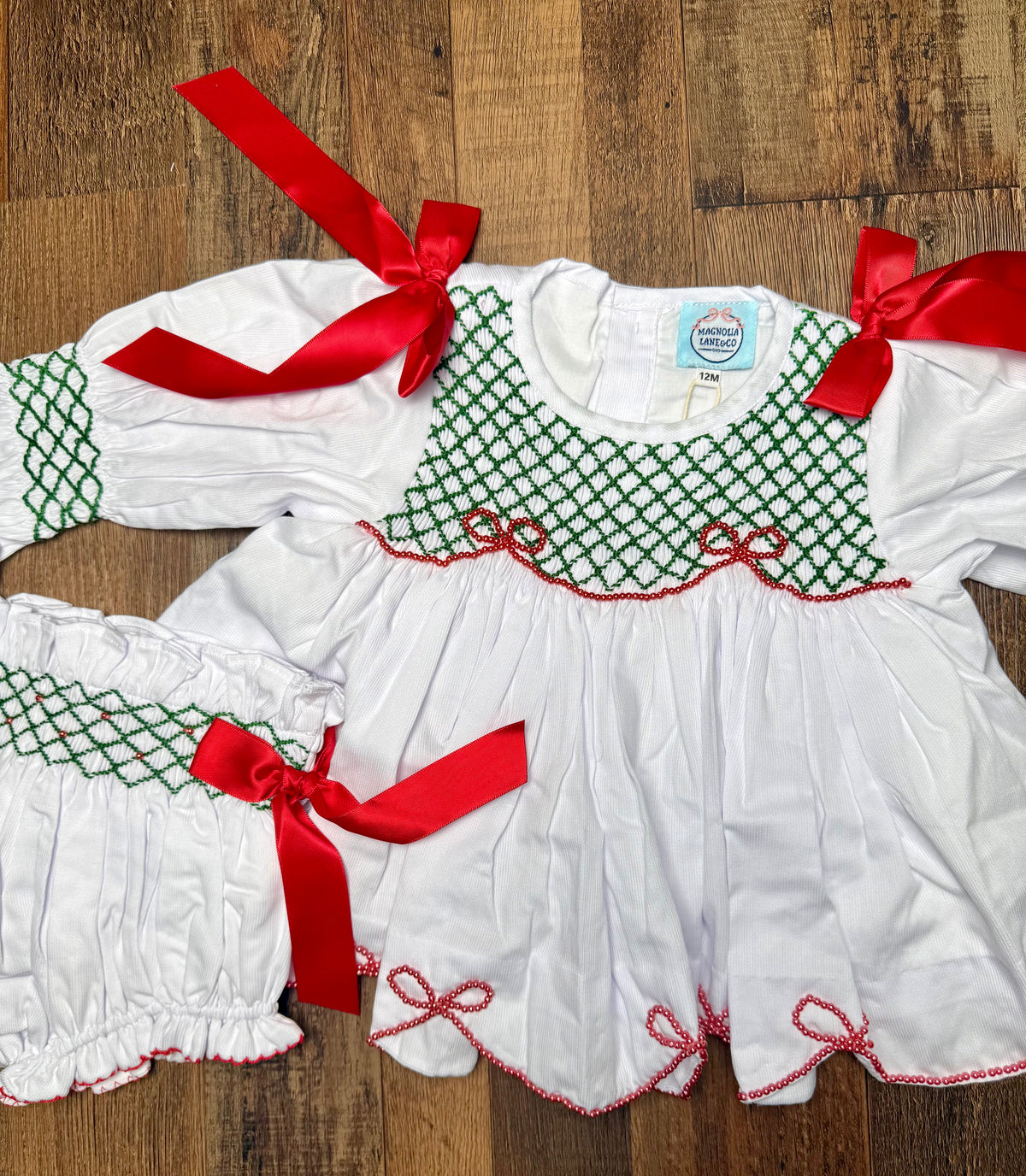 White Christmas: Girl's Bloomer Set/Dress