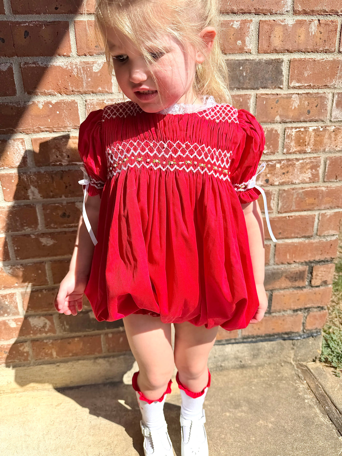 Red Christmas Heirloom: Girl's Bloomer Set/Dress
