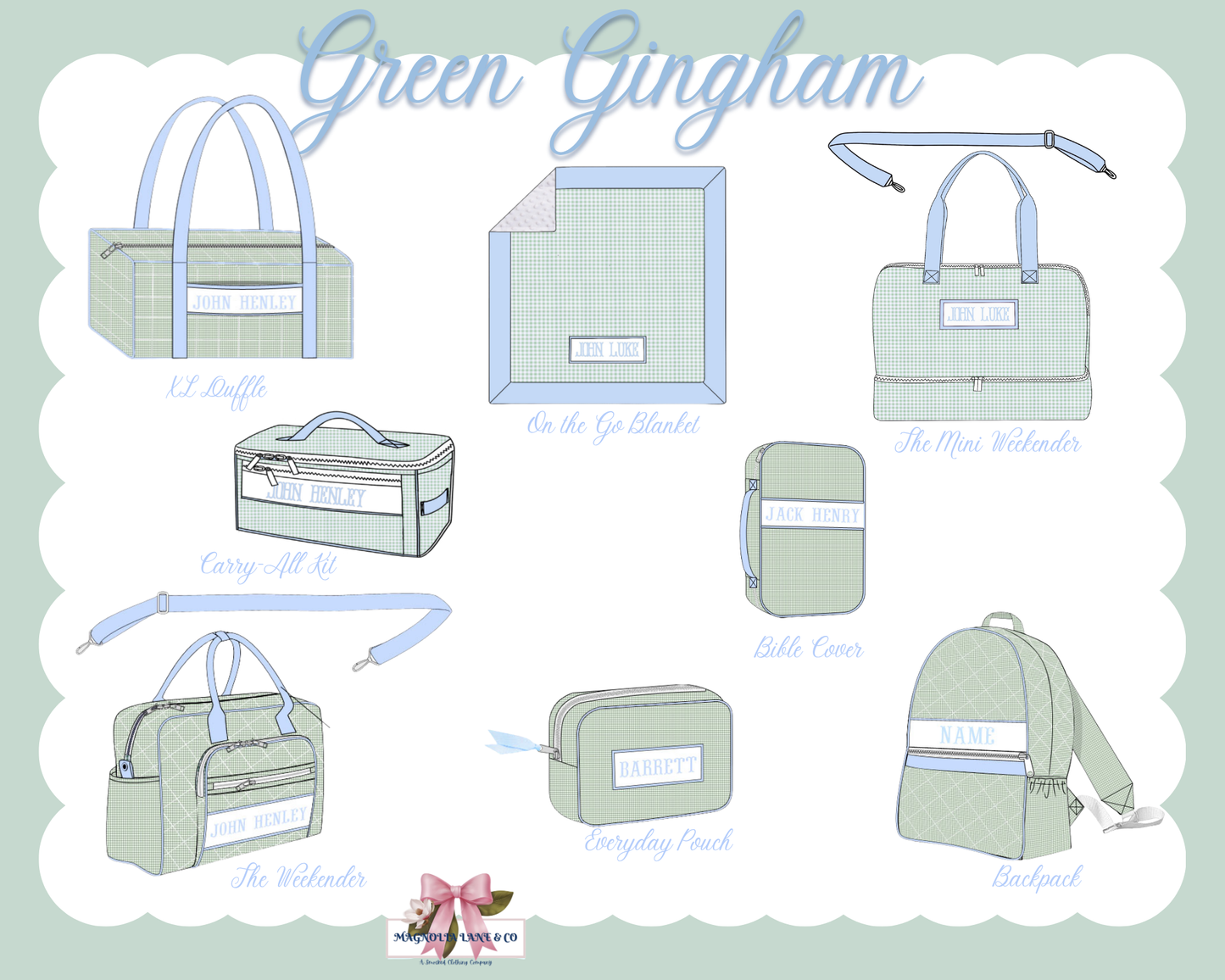 PO28: Green Gingham Luggage (ETA: DECEMBER)