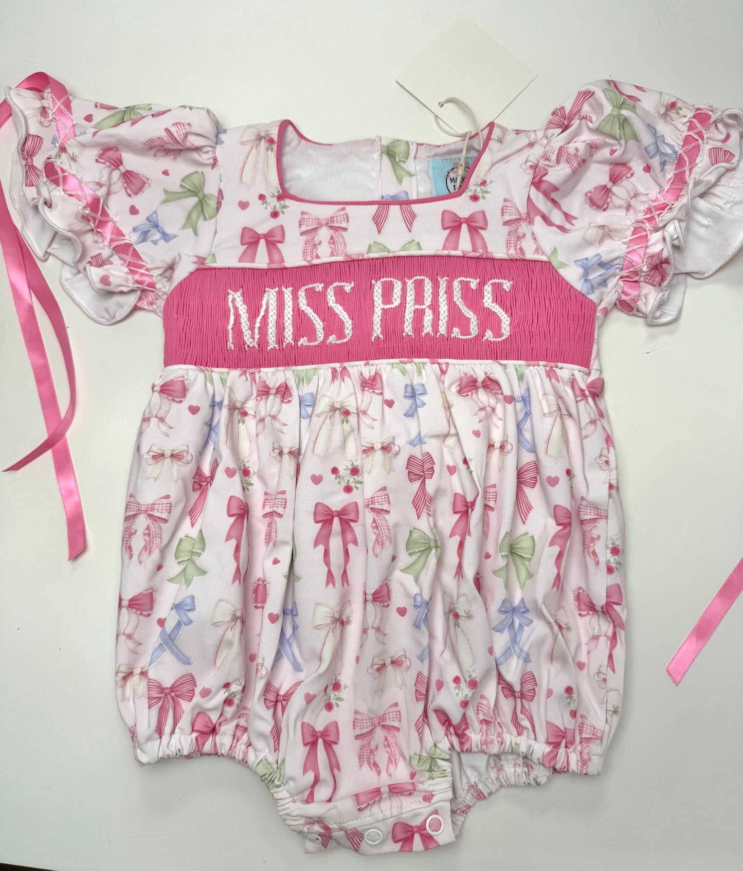 Pastel Bows Bubble - "MISS PRISS"