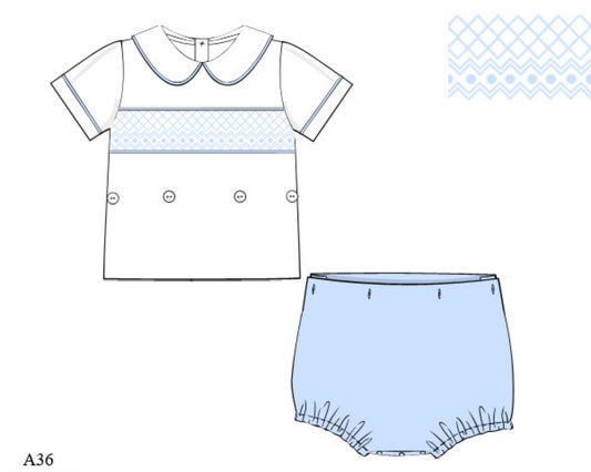 Boy's Blue Easter Heirloom Diaper Set