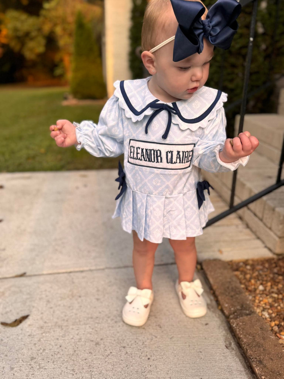 Girl’s Blue & Navy Bloomer Set - "DOLL BABY"