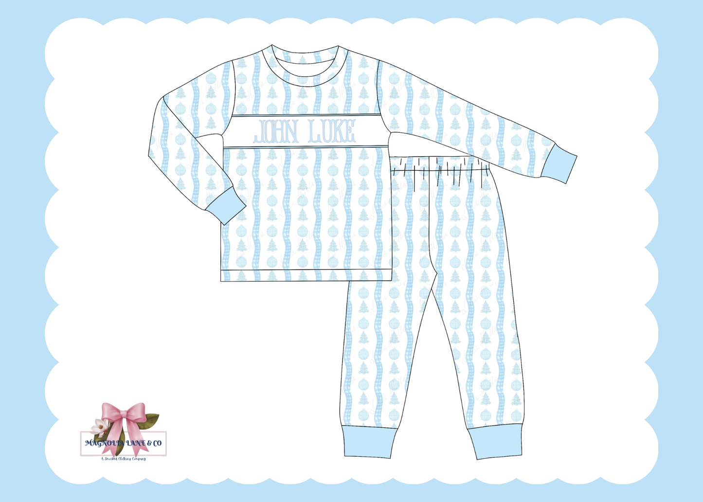 PO27: Boy's Blue Gingham Trees Lounge Set (ETA: November)