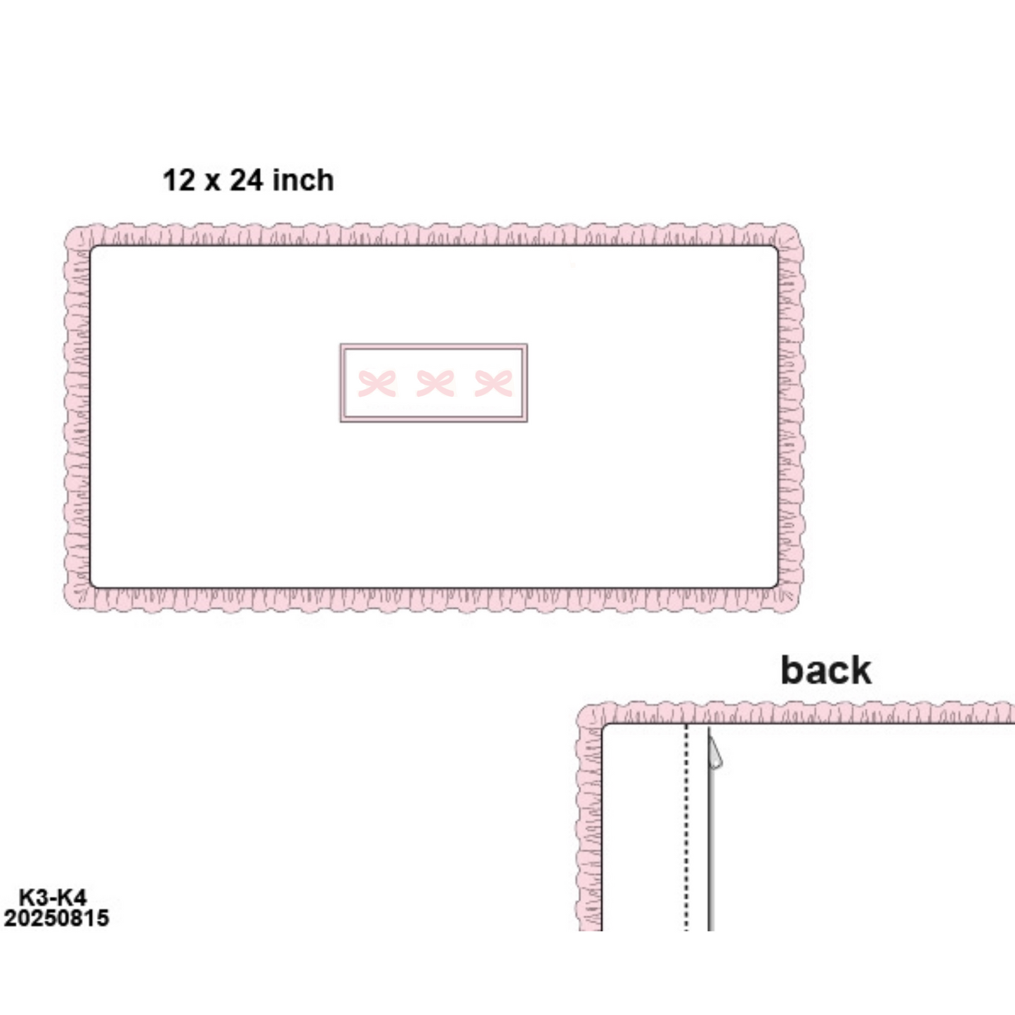 PO21: White & Pink Small Lumbar Pillow w/ Bows