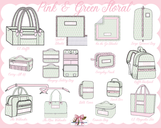 PO28: Pink & Green Floral Luggage (ETA: DECEMBER)
