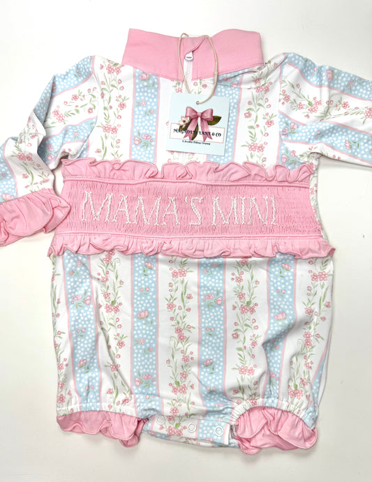 Striped Floral Pullover Bubble - "MAMA'S MINI"