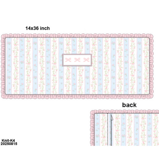 PO21: Striped Floral Large Lumbar Pillow w/ Bows