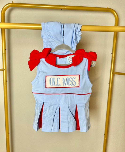 Powder Blue & Red Cheer Uniform - "OLE MISS"