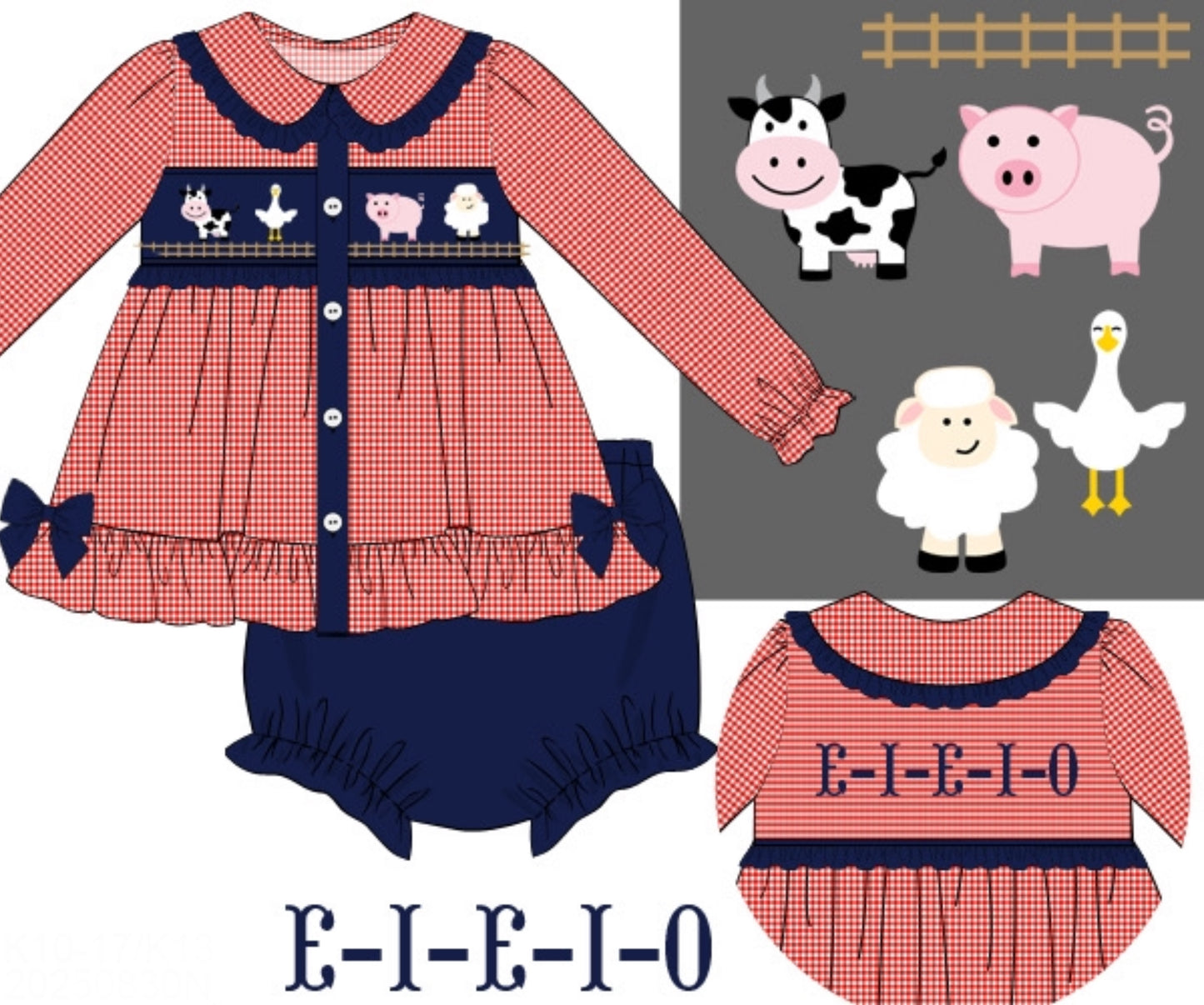 Girl's E-I-E-I-O Bloomer Set