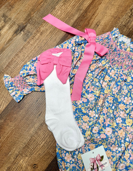 Girl’s Hot Pink Bow Socks