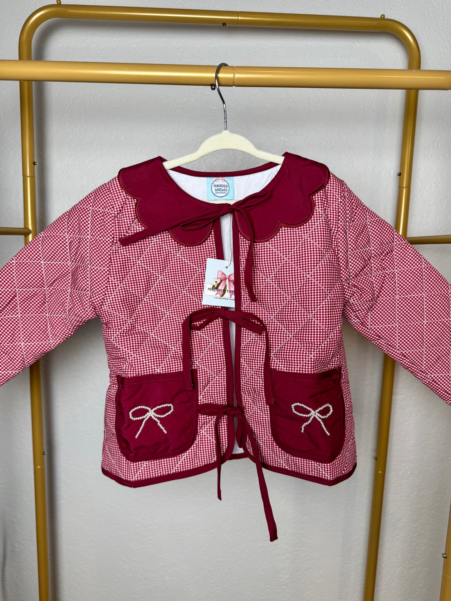 Girl's Maroon & White Quilted Jacket - "AGGIES"
