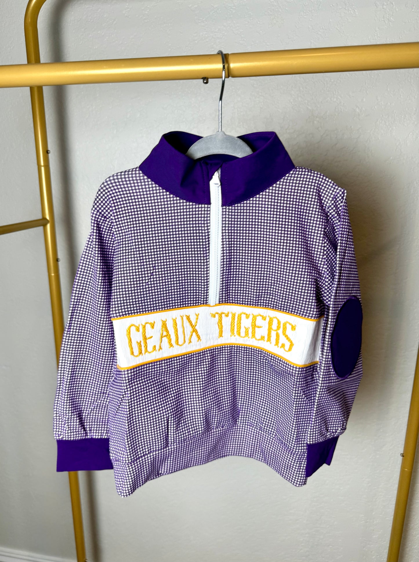 Boy's Purple & Gold Pullover - "GEAUX TIGERS"
