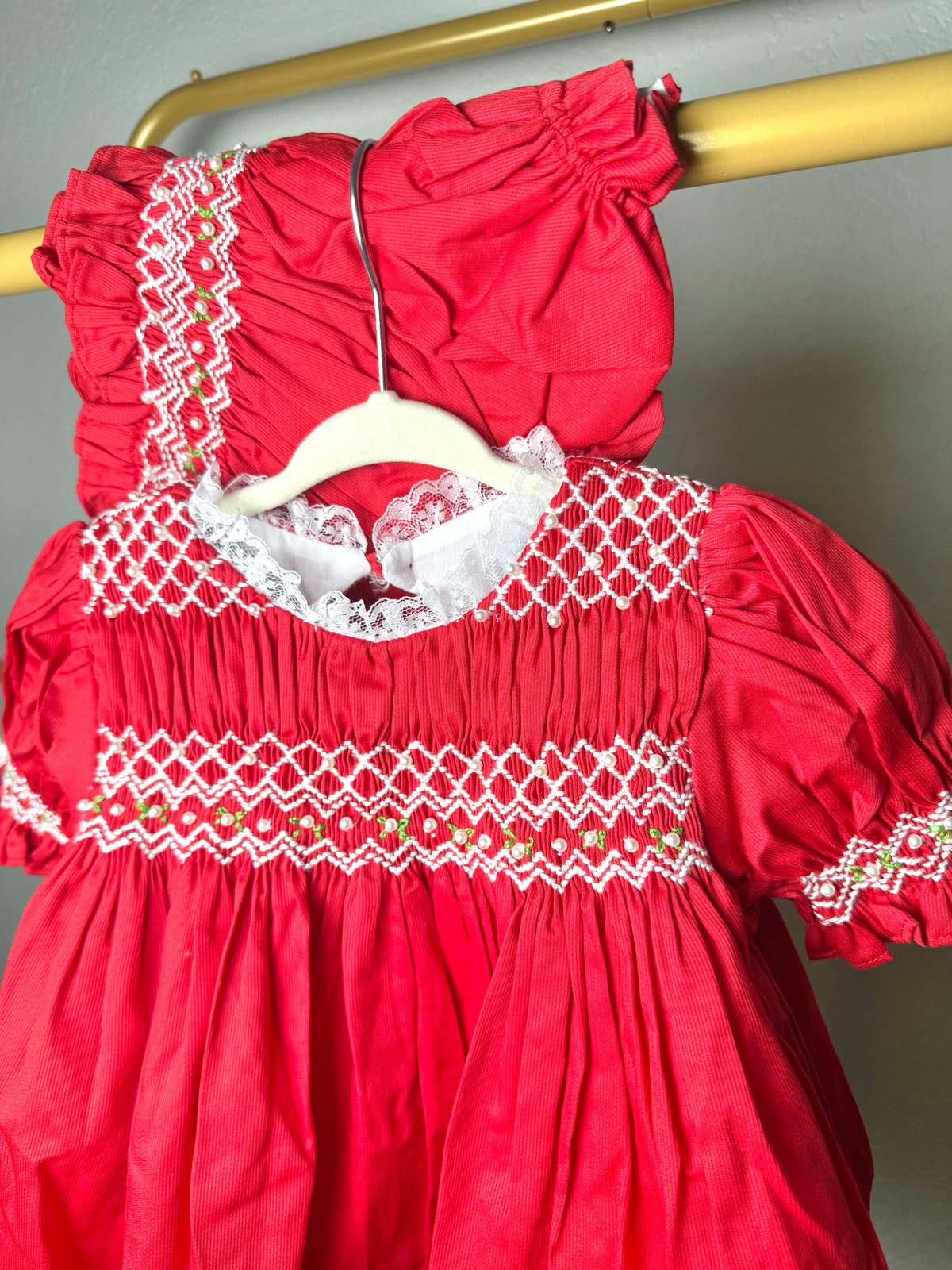 Red Christmas Heirloom: Girl's Bloomer Set/Dress