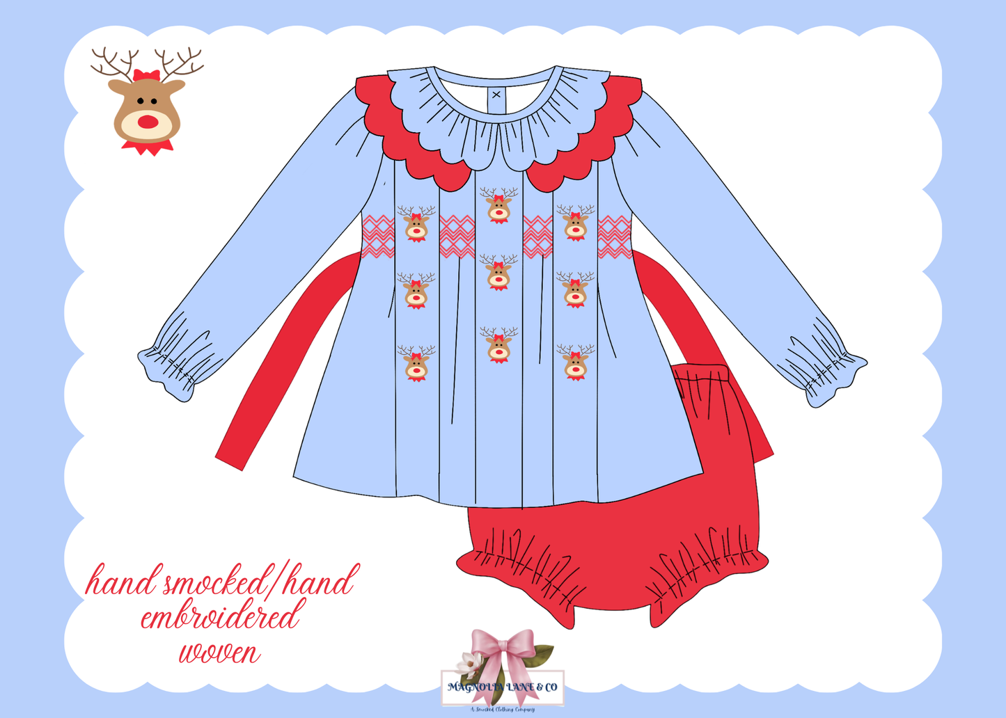 PO27: Girl's Reindeer Lane Bloomer Set/Dress (ETA: November)