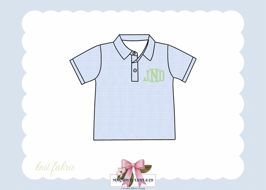 PO22: Blue & Green Initials Polo