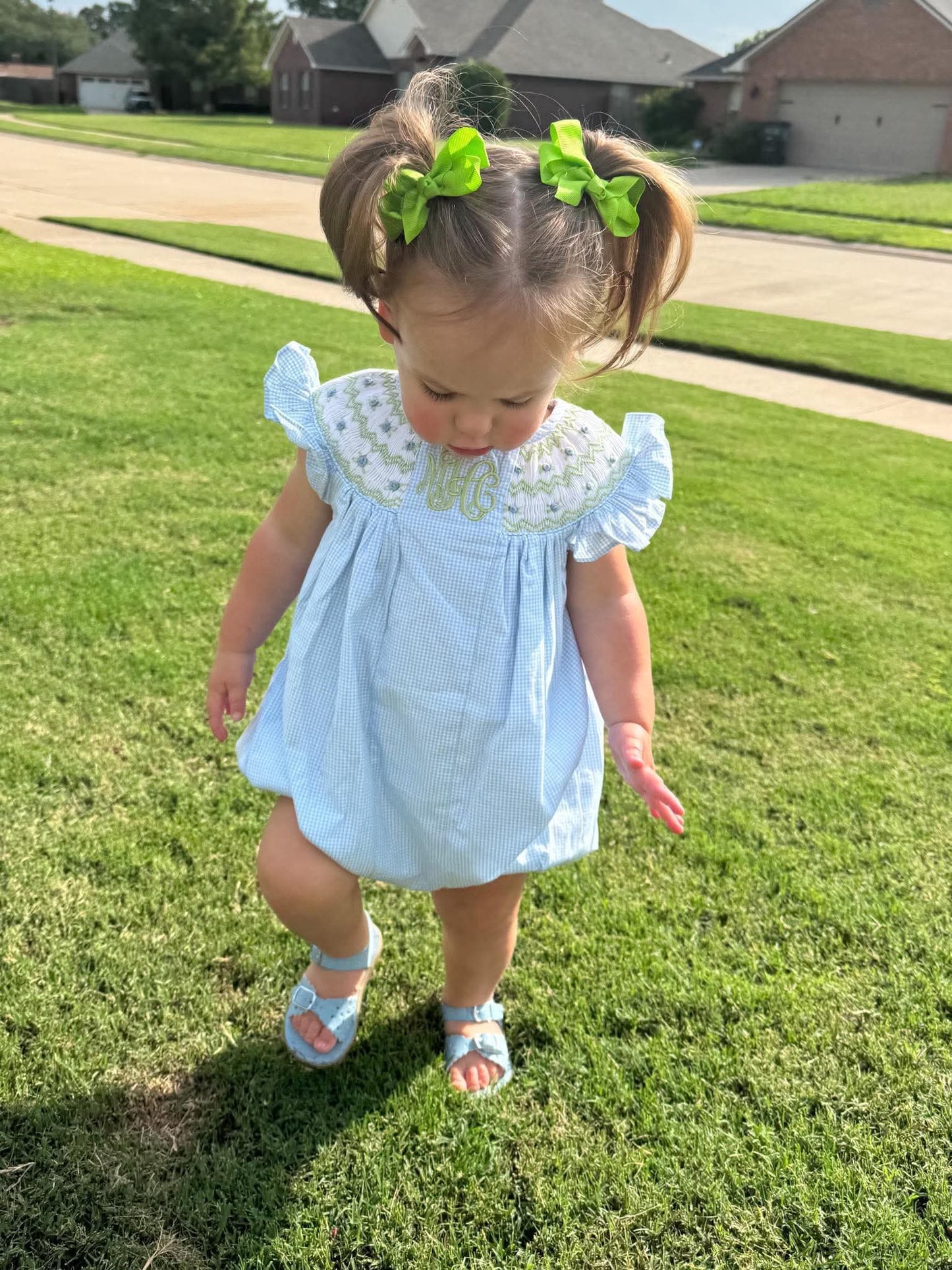 Girl's Blue & Green Initials Bubble