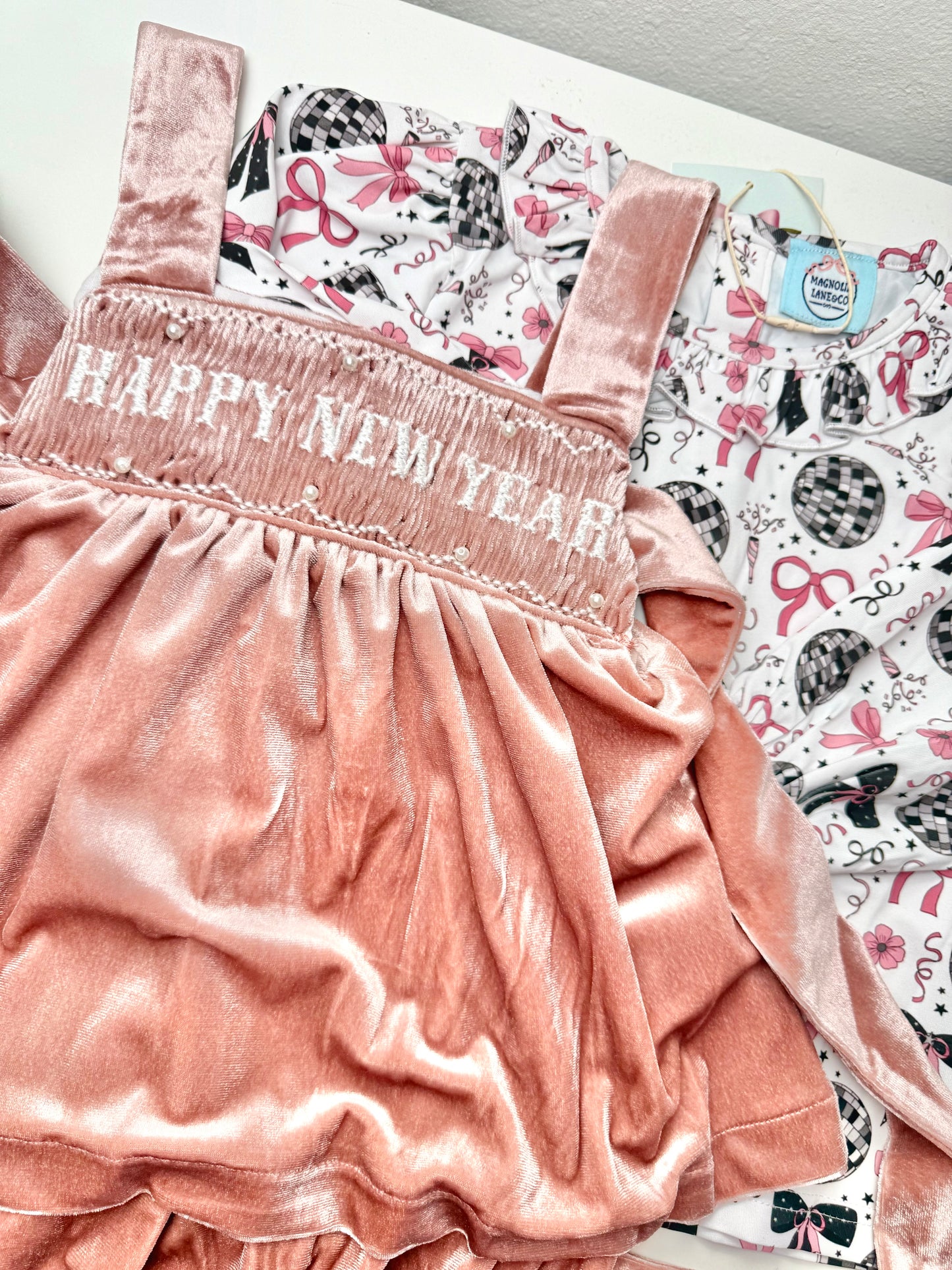 Girl's New Year's Pink Velvet SKIRTED BUBBLE