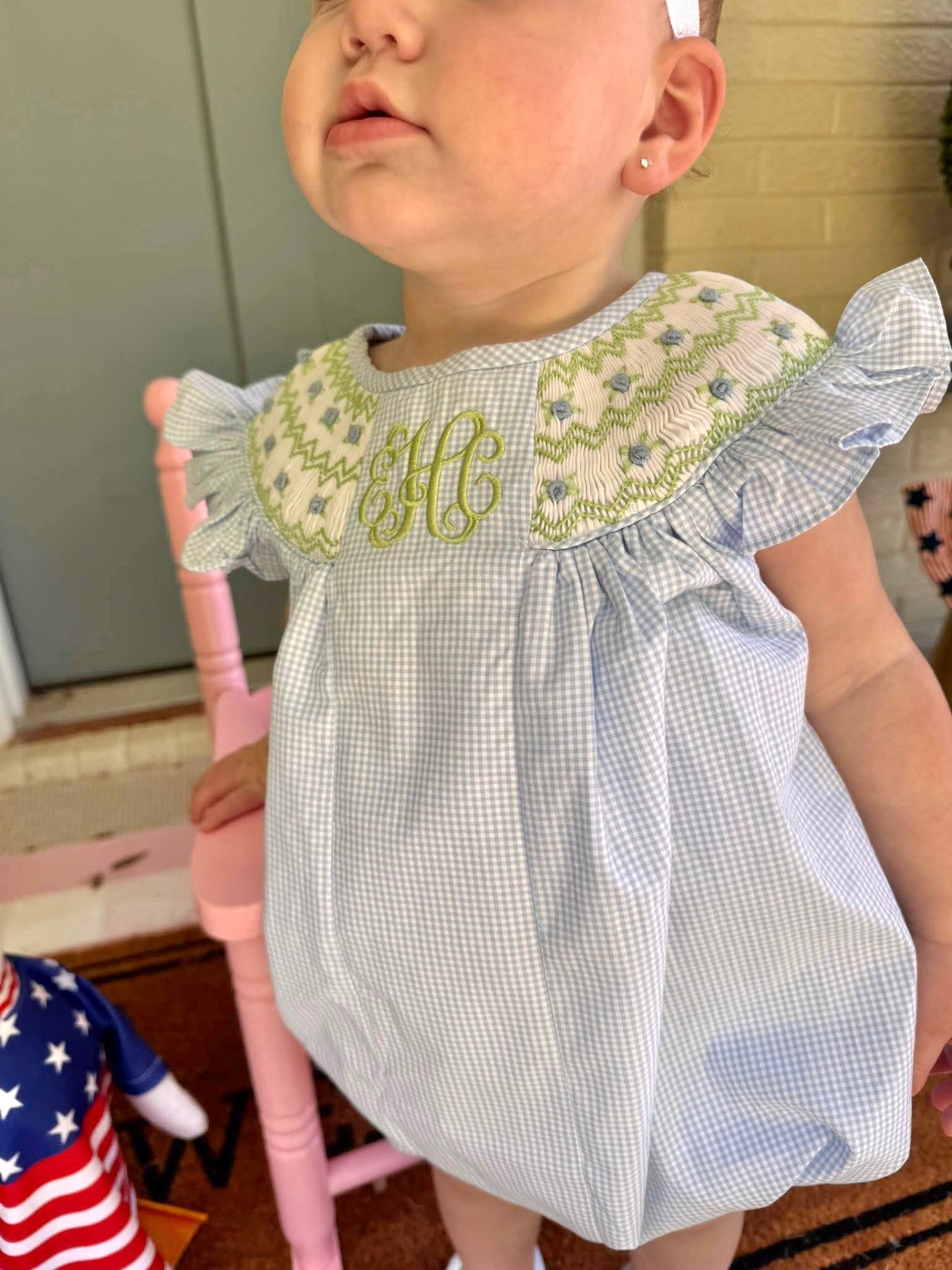 Girl's Blue & Green Initials Bubble