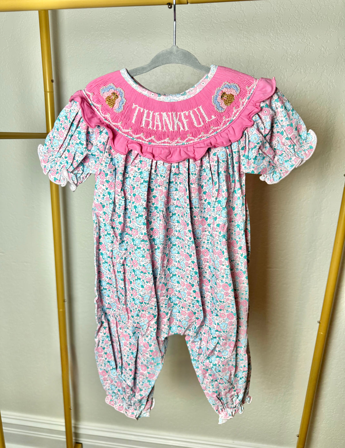 Girl’s Turkey Day Romper - "THANKFUL"