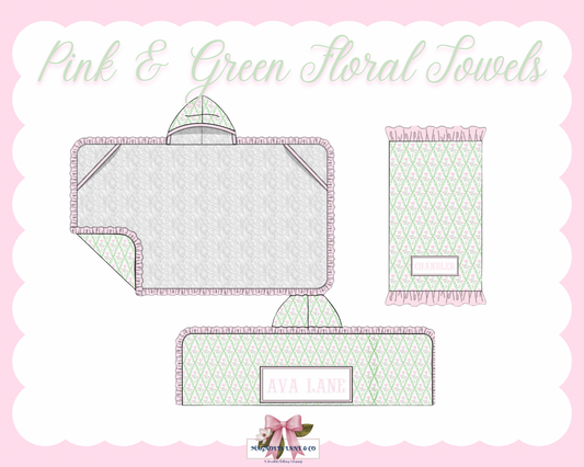 PO28: Pink & Green Floral Towels (ETA: DECEMBER)