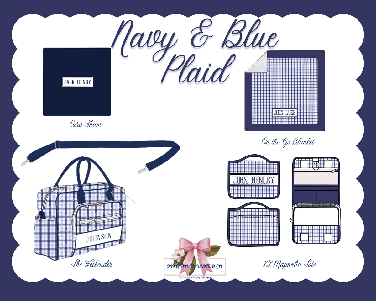 PO28: Navy & Blue Plaid Luggage (ETA: DECEMBER)