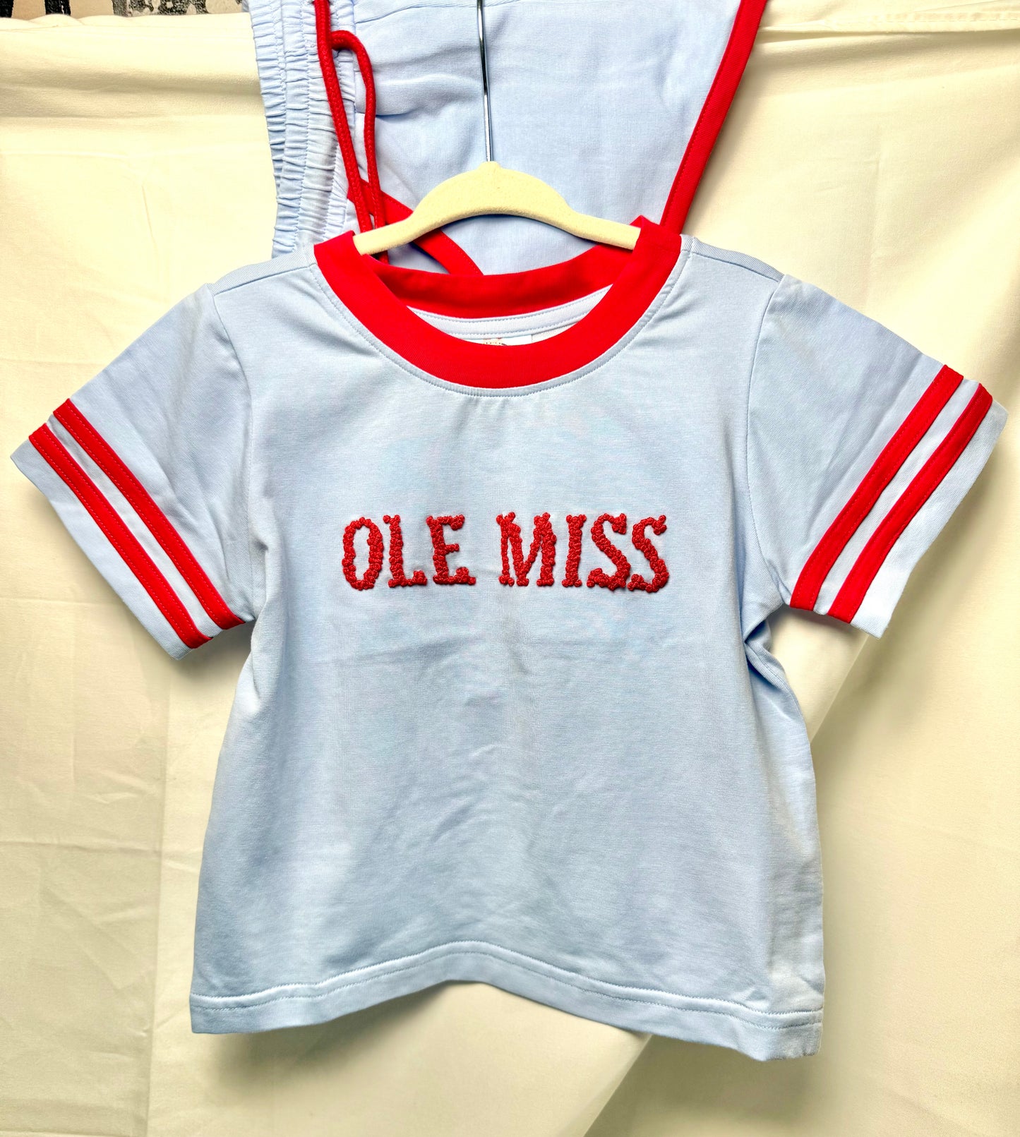 PO23: Powder Blue & Red Jerseys: Shorts Set