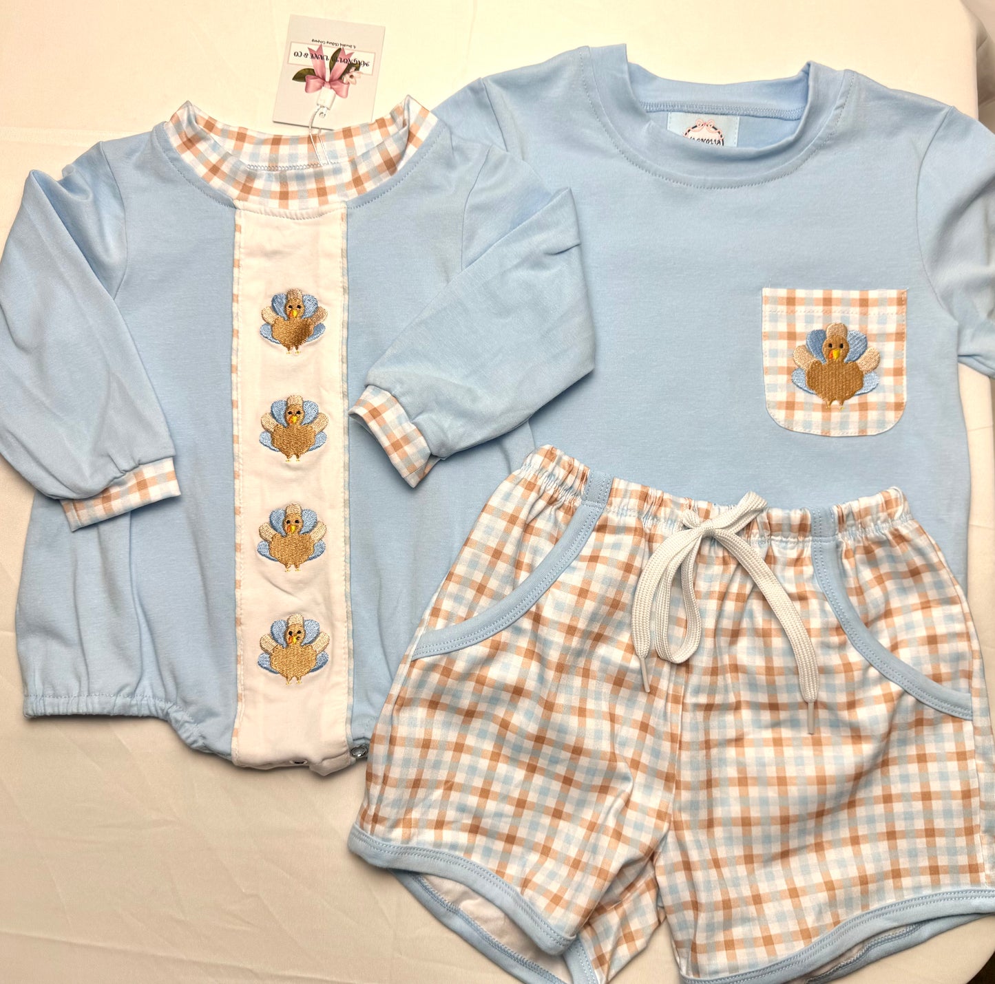 Boy's Embroidered Turkeys Bubble