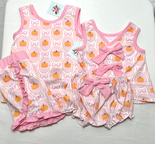 Girl's Pumpkins & Bows Bloomer Set