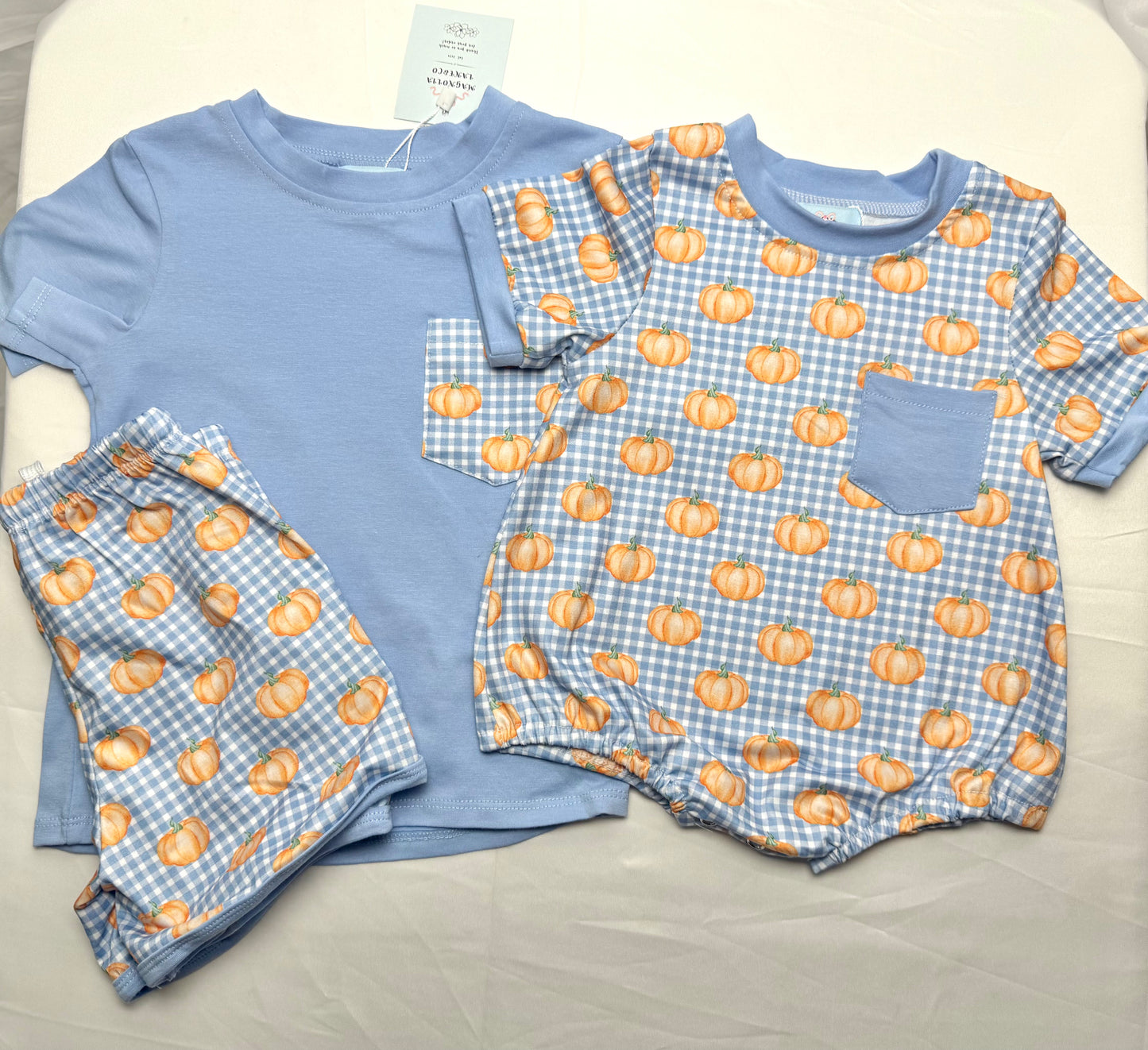 Boy's Gingham Pumpkins Bubble