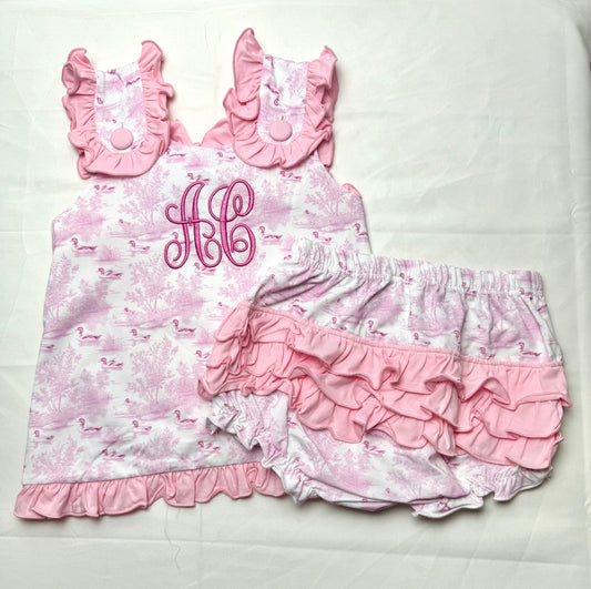 Pink Mallard Toile Bloomer Set
