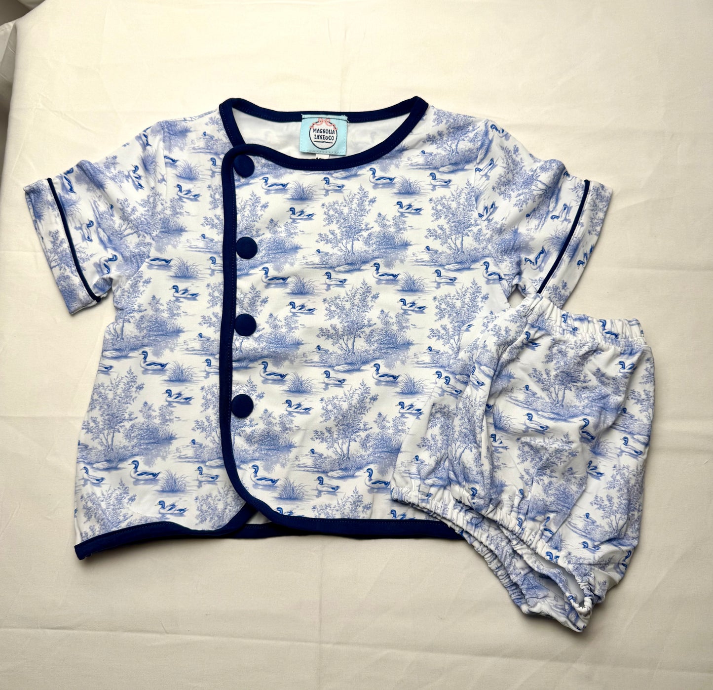 Blue Mallard Toile Diaper Set