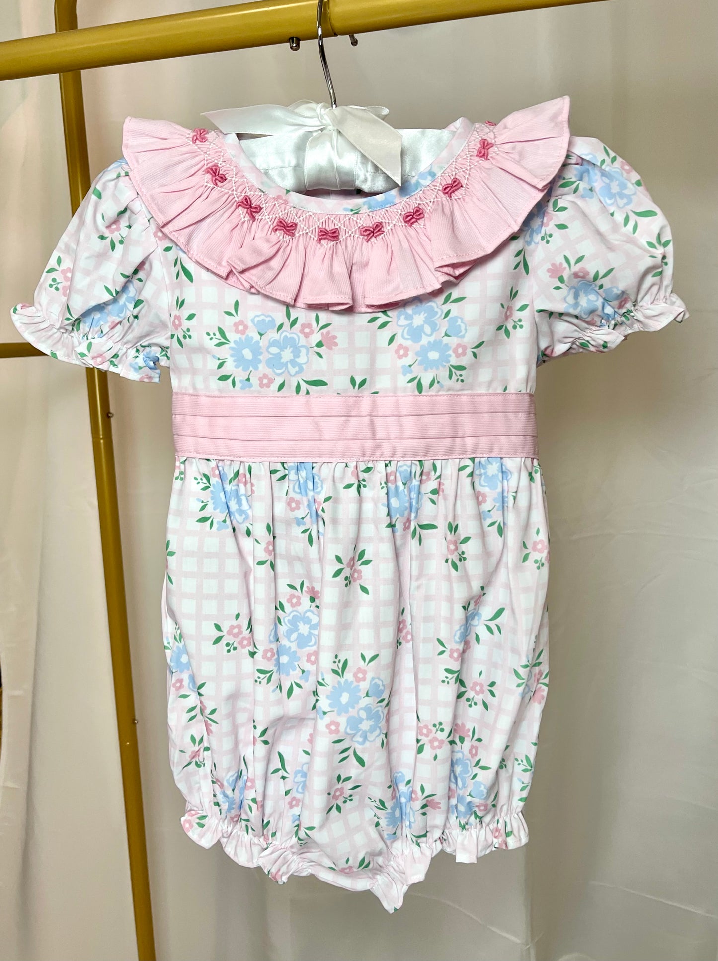 Floral Gingham Collar Bows Bubble