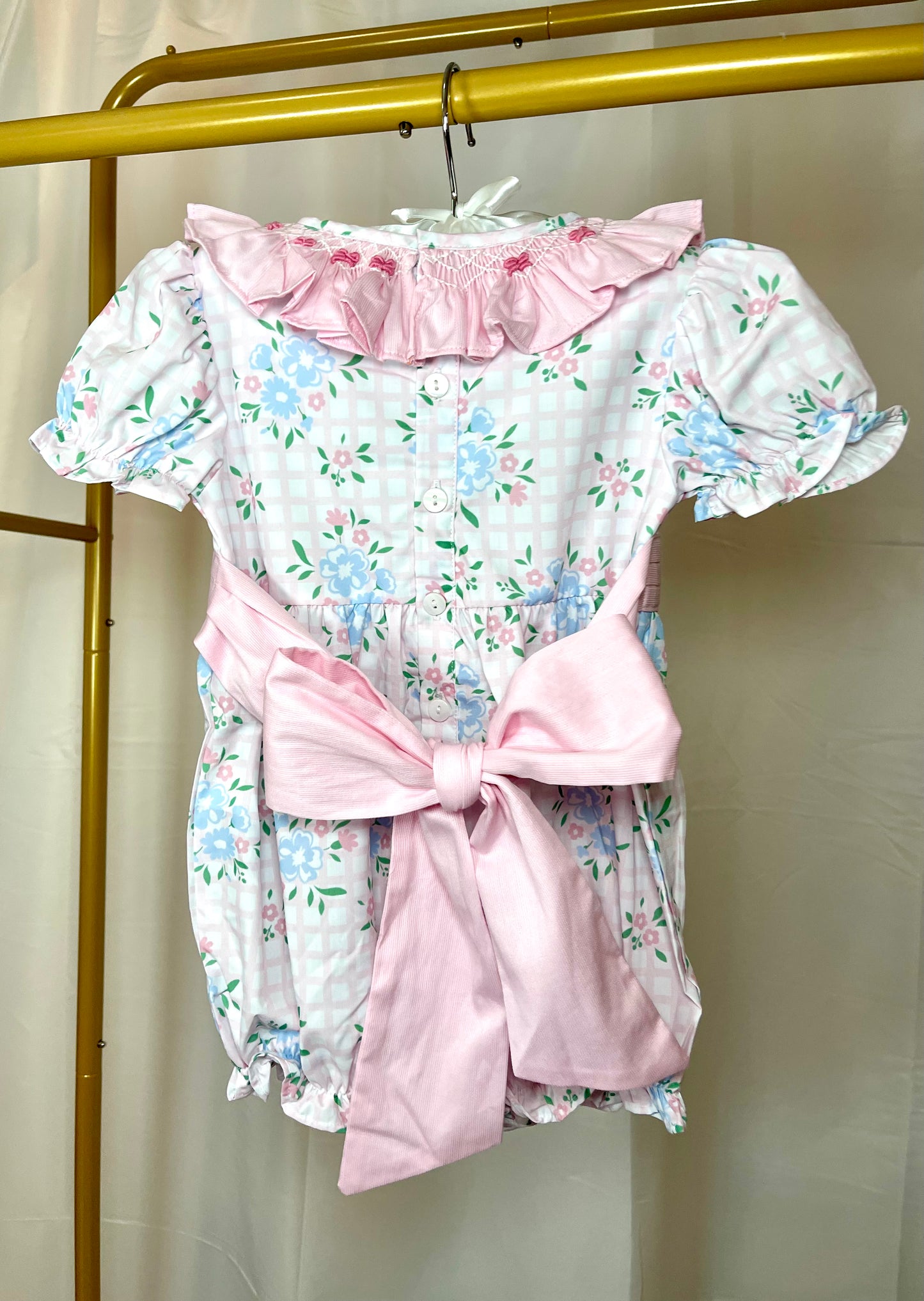 Floral Gingham Collar Bows Bubble