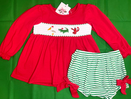 Cajun Christmas Girl's Bloomer Set