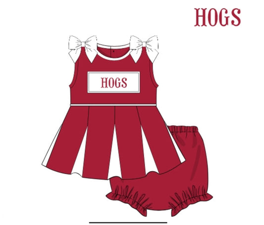 PO23: Crimson/Cardinal Red & White Cheer Uniform