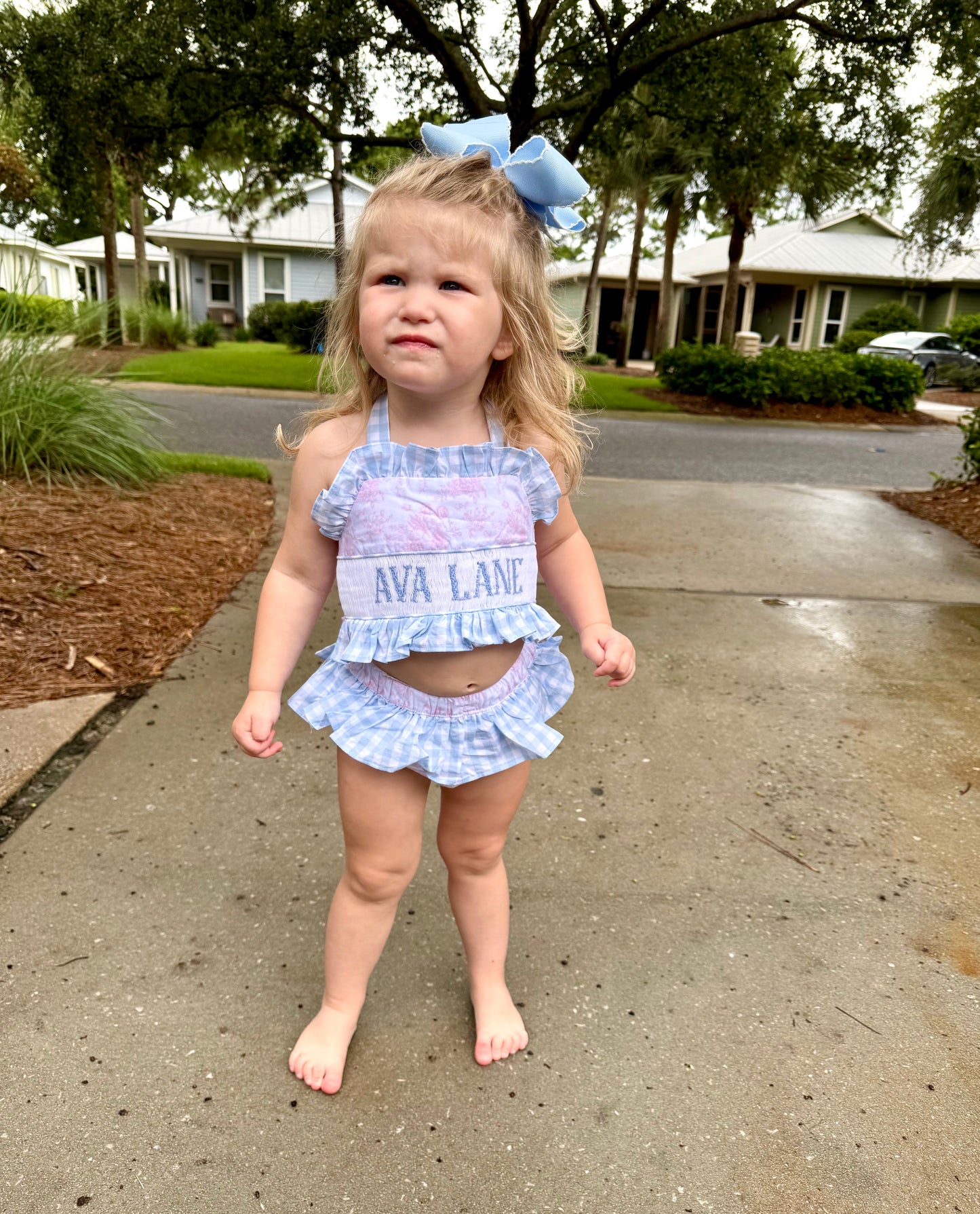 Girl's Pink Toile 2 PC Swim - "BEACH BABE"