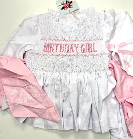 RTS EXTRAS: Heirloom Pearls Long Sleeve White Bloomer Set