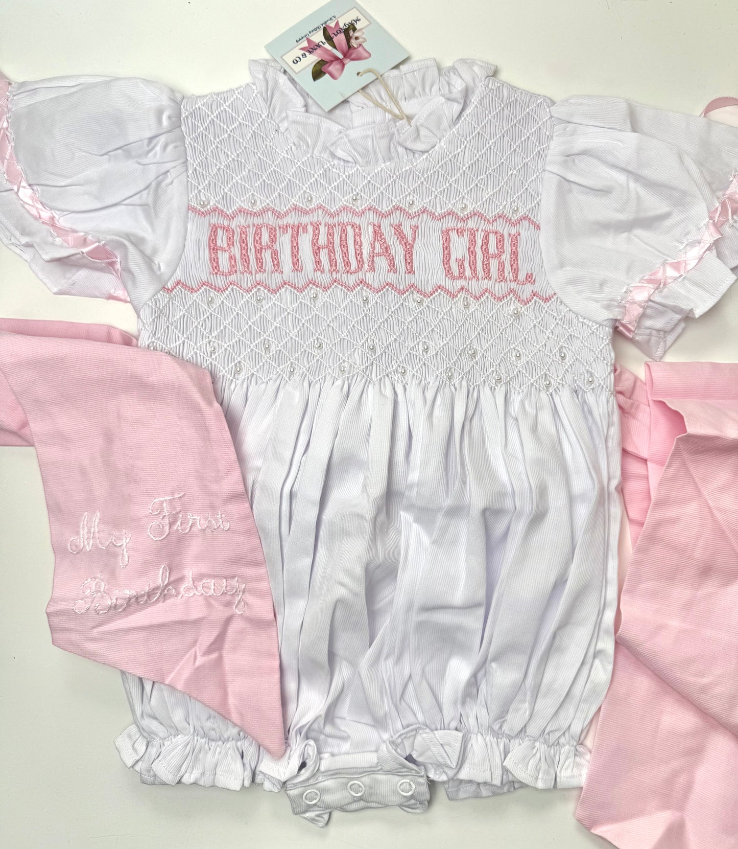 RTS EXTRAS: Heirloom Birthday Pearls Short Sleeve White Bubble