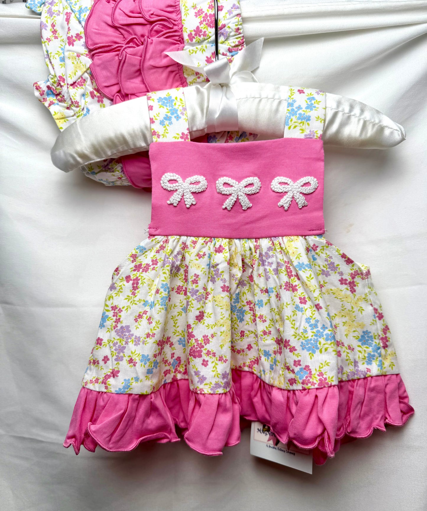 Girl's Floral French Knot Bows: Bloomer Set
