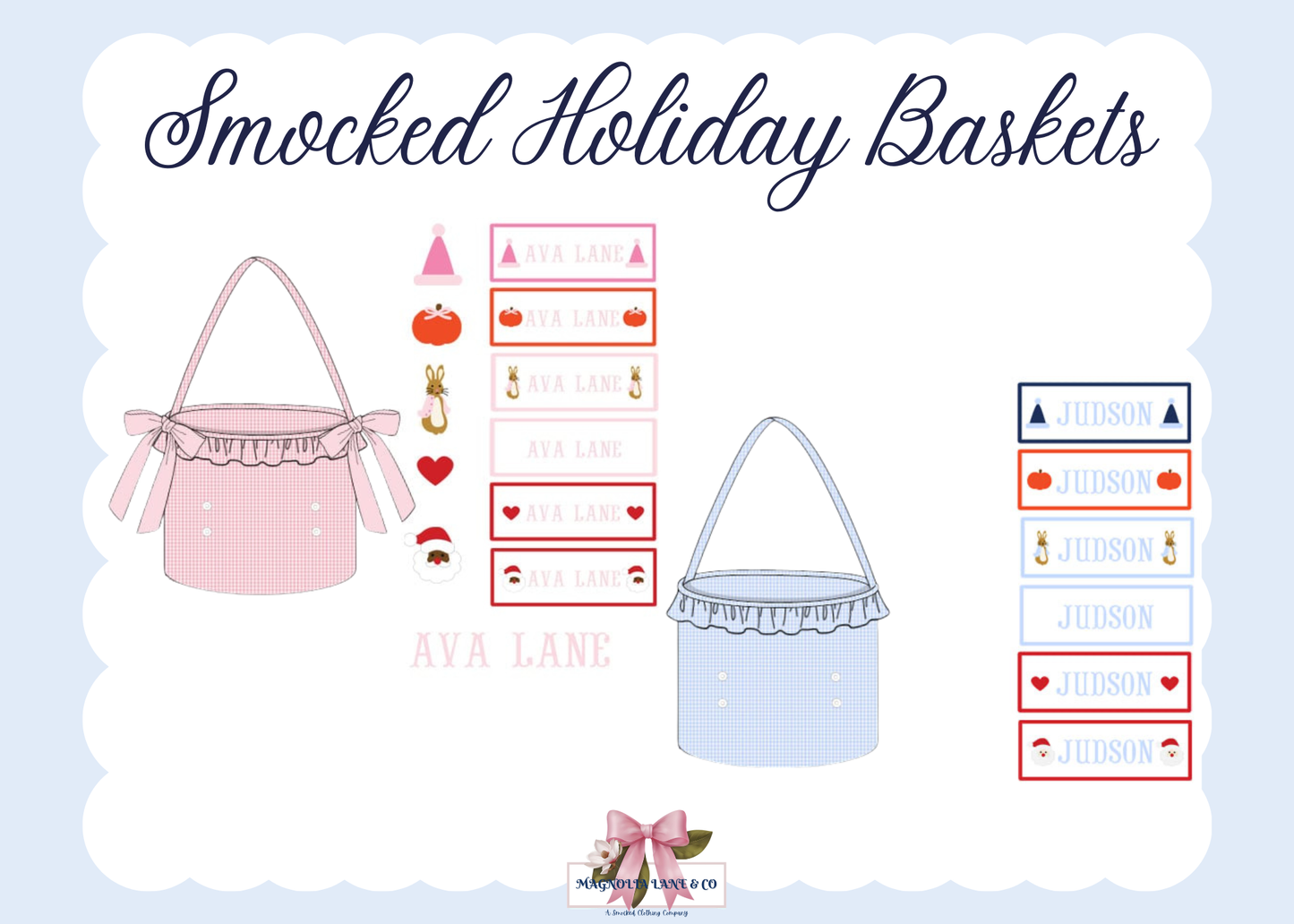 PO27: Smocked Holiday Baskets (ETA: November)
