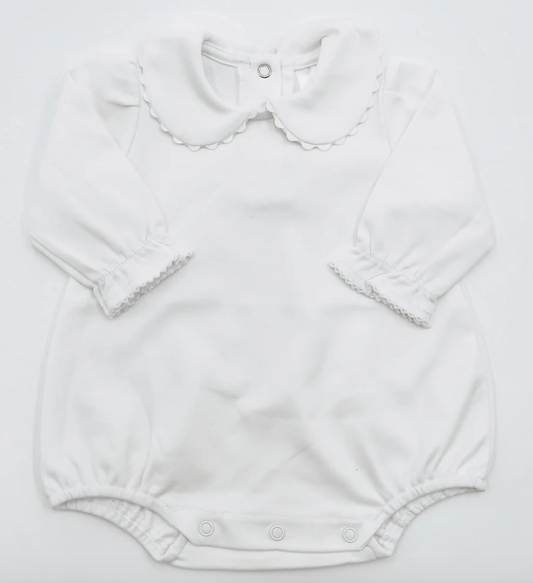 Girl's White Scallop Collar Bubble