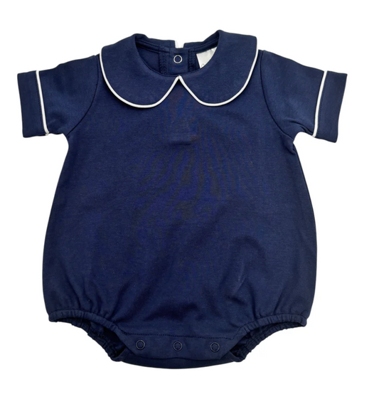 Boy's Short Sleeve Collared Bubble- NAVY