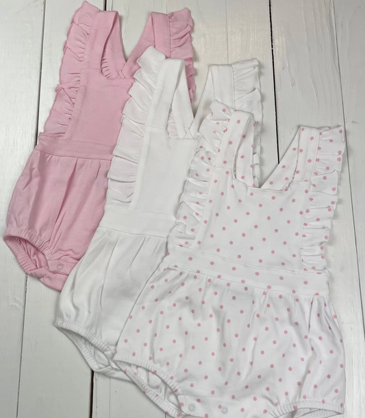 Girl's Ruffle Sleeve Bubble- WHITE